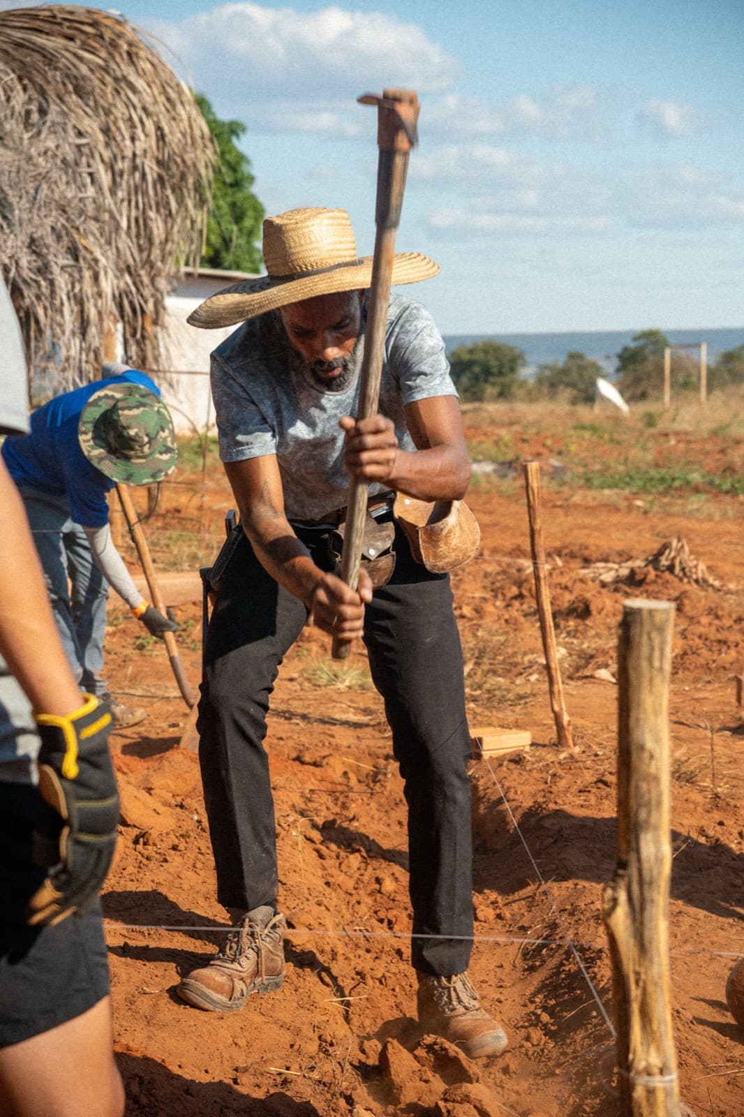 A volunteer working with a team during a Mission Adventures outreach