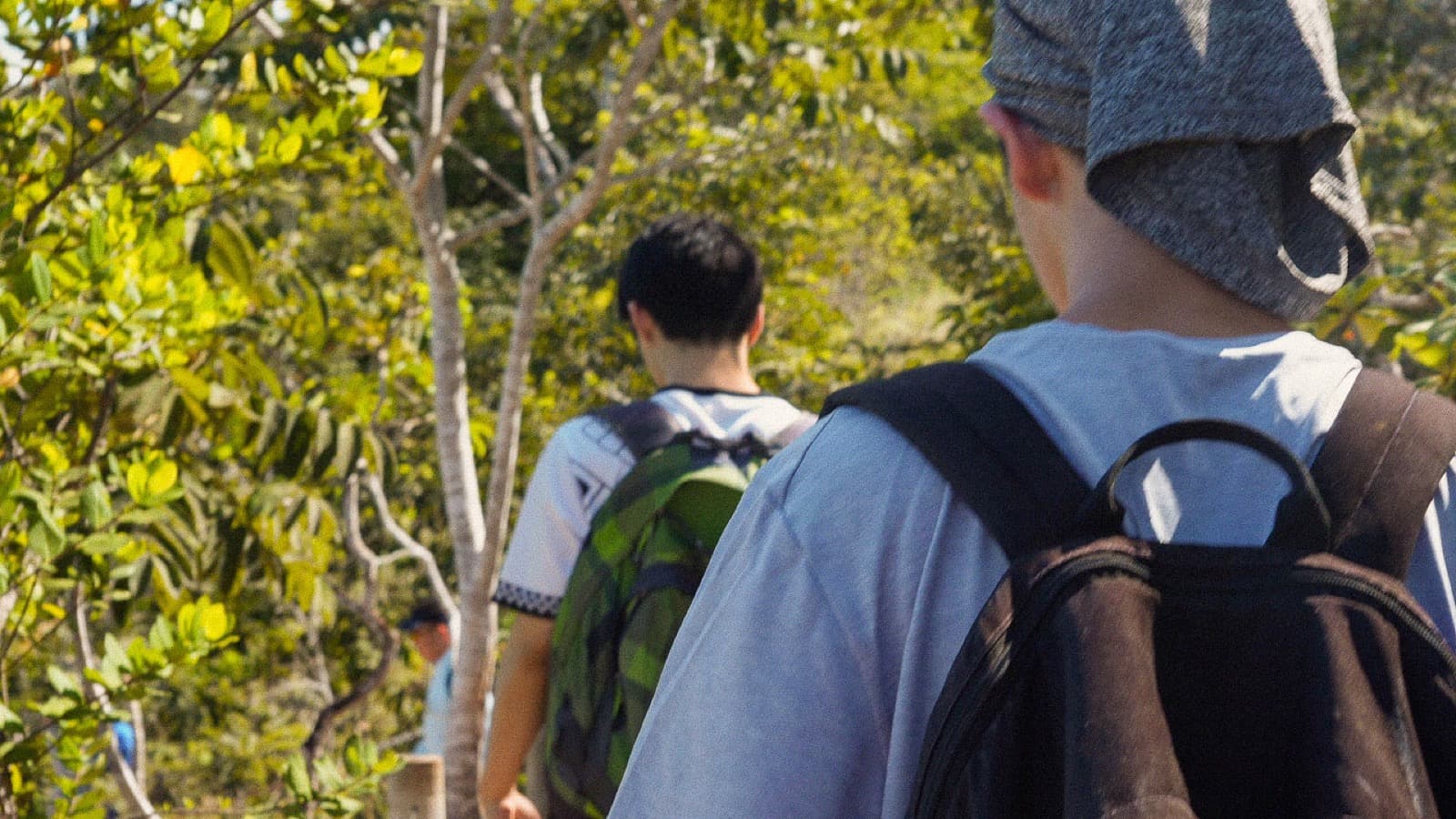Mission Adventures participants walking together toward an outreach